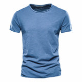 T-Shirt 100% Coton Décontracté à Col Rond et Manches Courtes