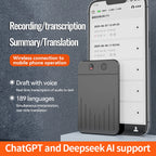 Enregistreur Vocal Intelligent IA avec Transcription & Traduction Compatible ChatGPT pour Discussion, Réunion, Appels – 8 à 256 Go
