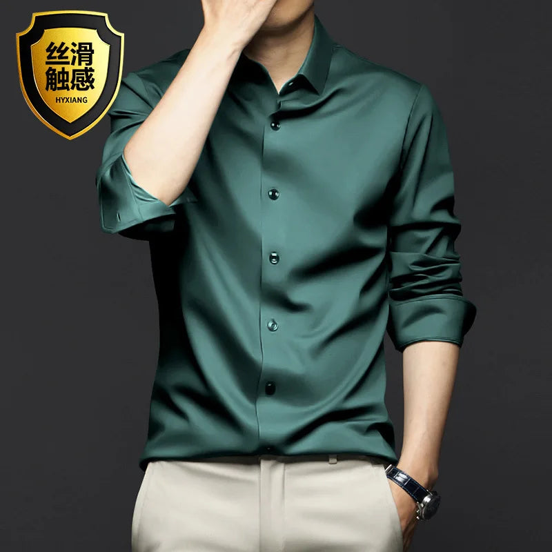 Chemise Satinée pour Hommes - 12 Couleurs