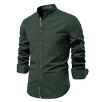 Chemise 100% Coton à Col Mao et Manches Longues - Homme