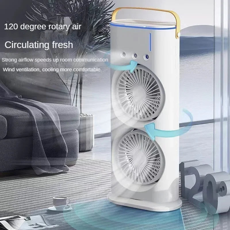 Rafraichisseur d'air rotatif avec éclairage LED et télécommande