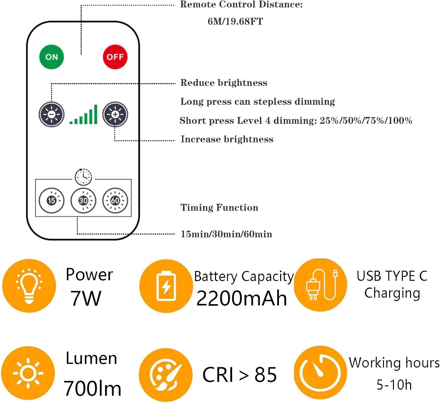 Ampoule LED E27 Rechargeable USB à Batterie Intégrée — Intensité Variable, Télécommande & Minuterie