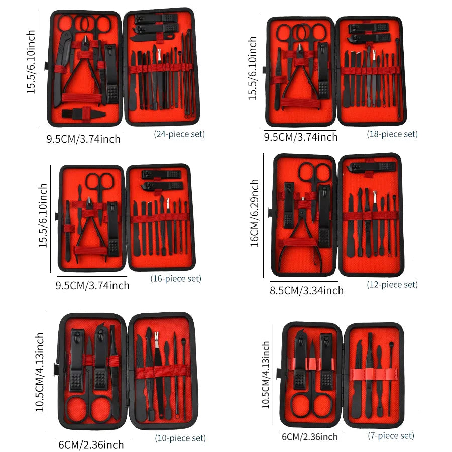 Kit Manucure & Pédicure Complet 24 Pièces – Coupe-Ongles, Ciseaux & Outils de Soin