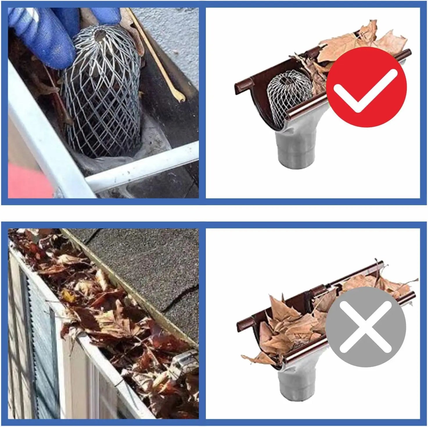 Lot de 4 Filtres à Feuilles en Aluminium pour Gouttière