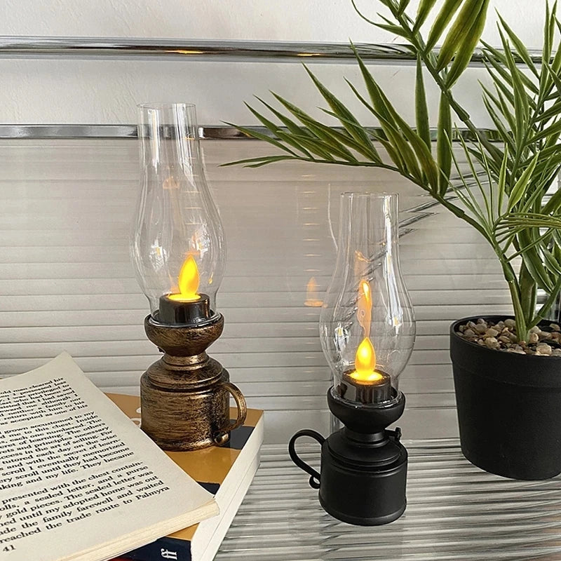 Lampe à Pétrole LED Rétro avec Effet Flamme