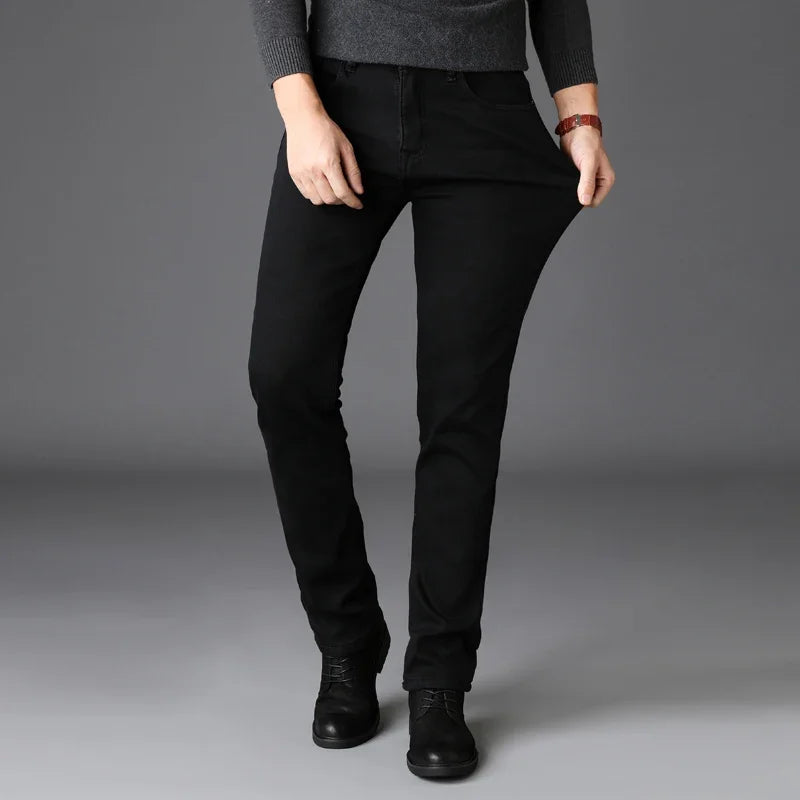 Jean Stretch Noir Coupe Classique Droite pour Hommes