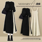 Robe Pull 2 en 1 en Tricot Casual & Chaud - Ensemble 2PCS