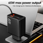 Chargeur Rapide 65W USB-C avec Câble Retractable