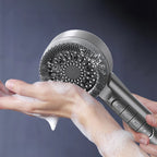 Pommeau de Douche Haute Pression avec Picots Exfoliants, 4 Modes de Jet, Bouton ON/OFF & Filtration – 5 Filtres OFFERTS