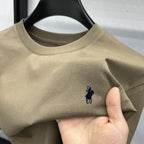 T-Shirt Homme 100 % Coton à Logo Brodé Cheval – Manches Courtes, Col Rond & Tissu Respirant - 14 Couleurs & 5 Tailles
