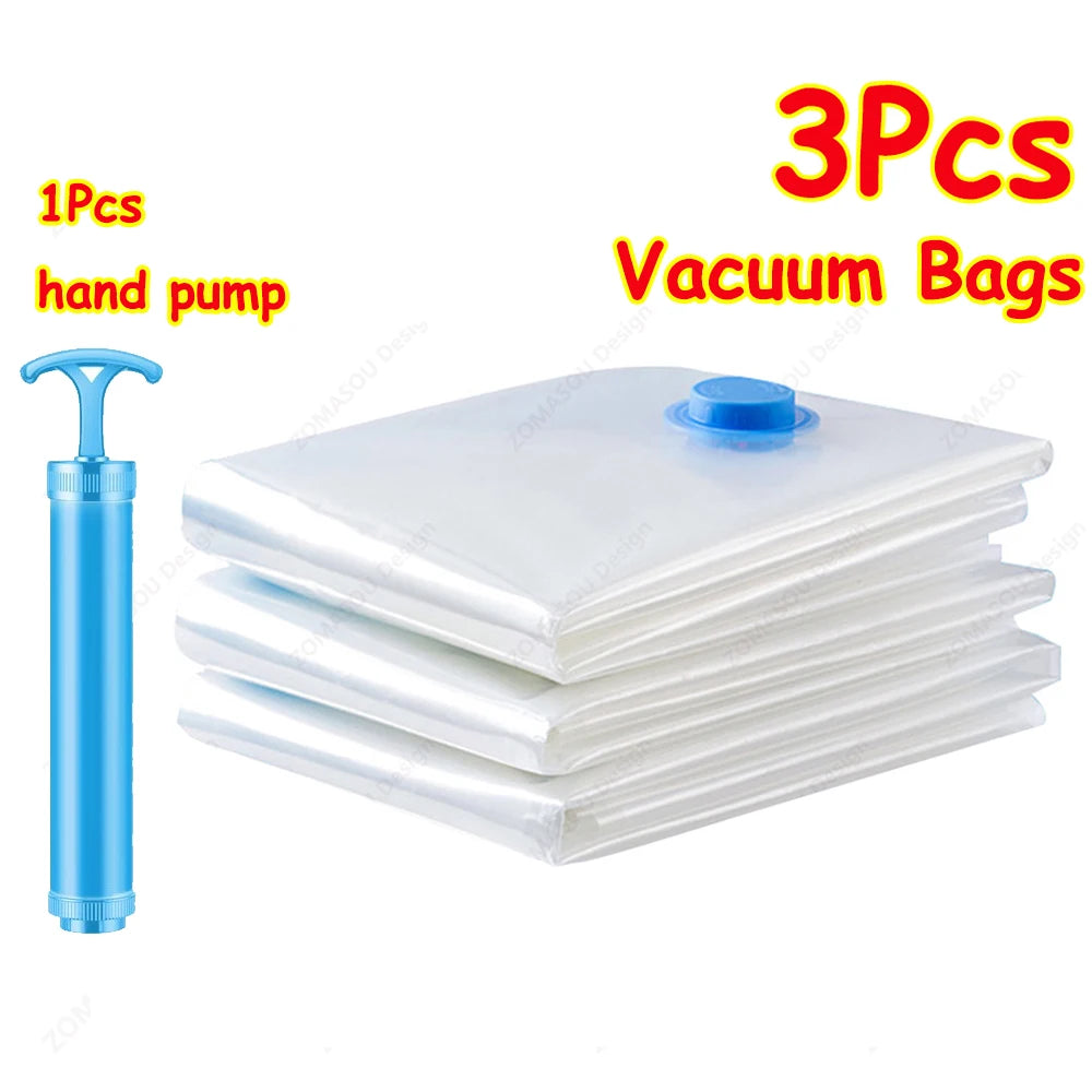 3x Sacs de Rangement sous vide 80% GAIN DE PLACE - Pompe OFFERTE
