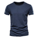T-Shirt 100% Coton Décontracté à Col Rond et Manches Courtes