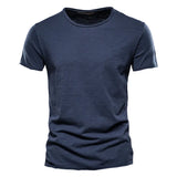 T-Shirt 100% Coton Décontracté à Col Rond et Manches Courtes