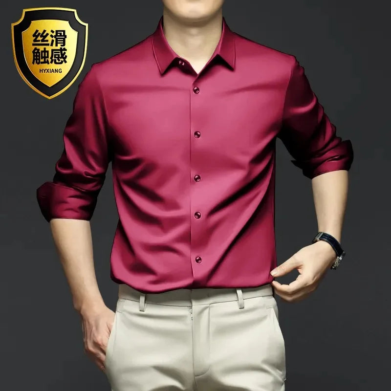 Chemise Satinée pour Hommes - 12 Couleurs