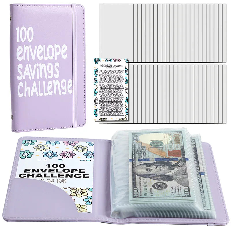 Carnet 100 Enveloppes Challenge Épargne avec Tracker de Suivi