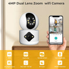 Caméra de surveillance d'intérieur rotative avec double objectif - ULTRA HD 4MP