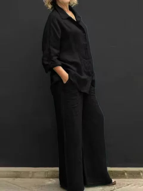 Ensemble Lin Femme Élégant Décontracté 2 Pièces