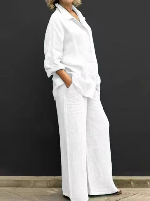 Ensemble Lin Femme Élégant Décontracté 2 Pièces