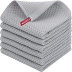 Ensemble de 6PCS de Serviettes Carrées de Cuisine en Nid d'Abeille Pur Coton