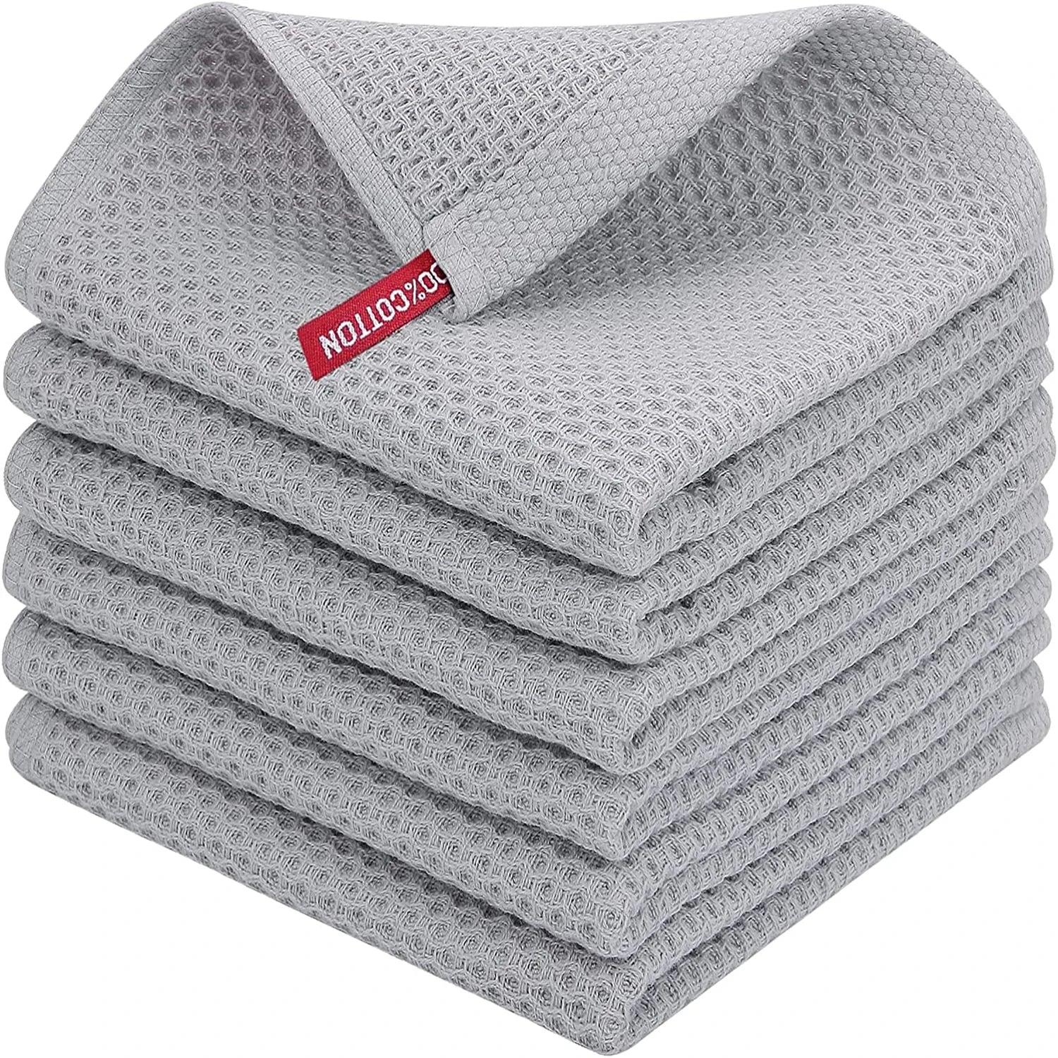Ensemble de 6PCS de Serviettes Carrées de Cuisine en Nid d'Abeille Pur Coton
