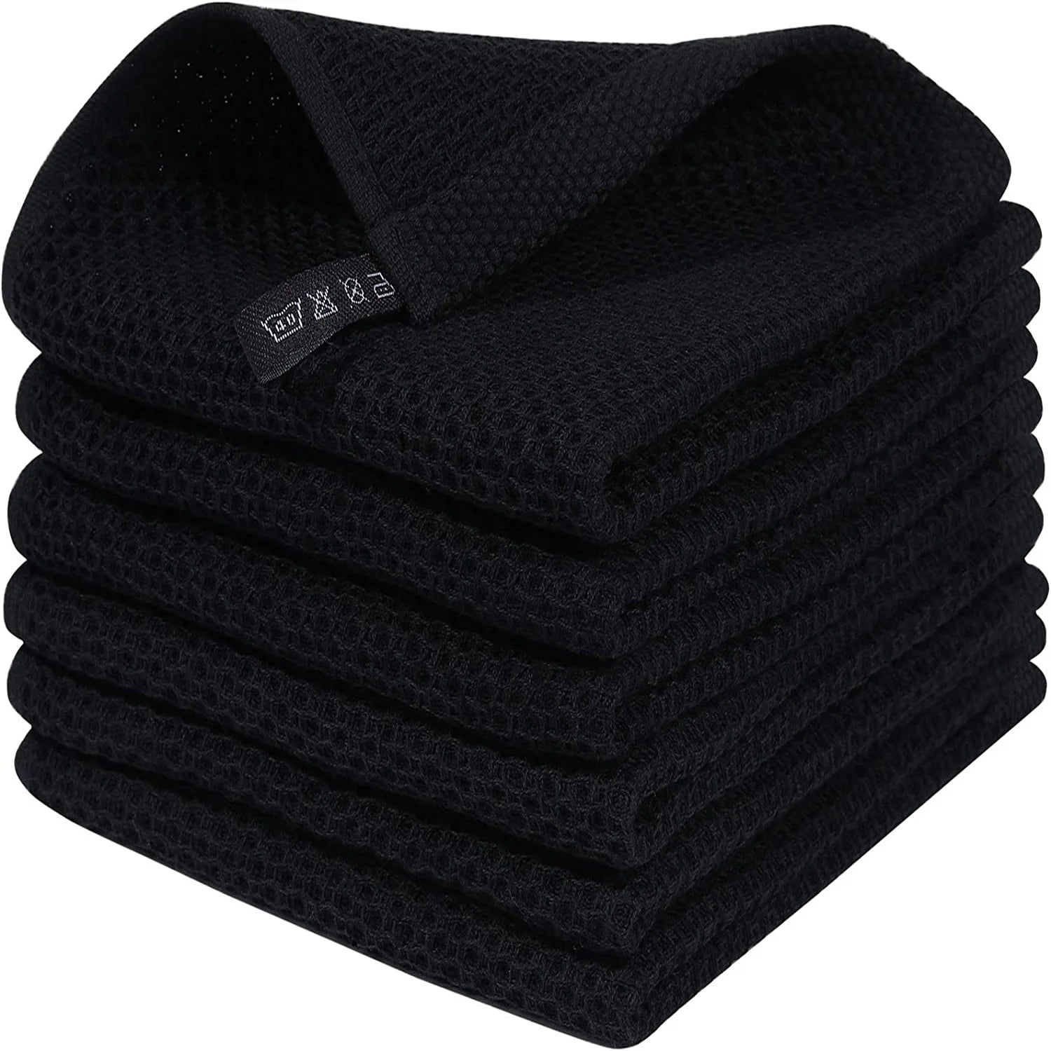 Ensemble de 6PCS de Serviettes Carrées de Cuisine en Nid d'Abeille Pur Coton