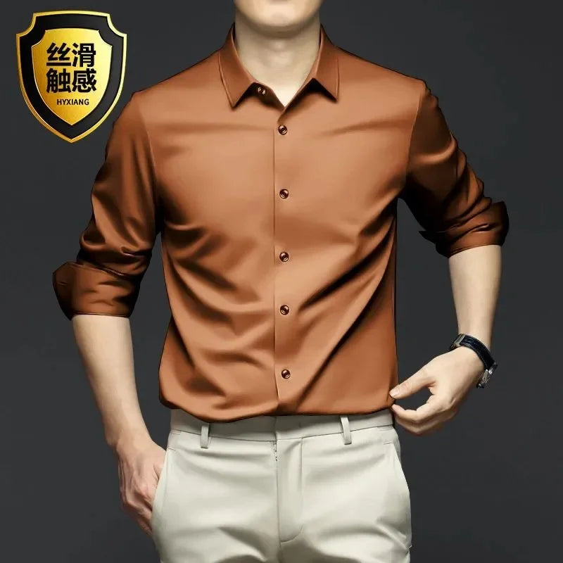 Chemise Satinée pour Hommes - 12 Couleurs