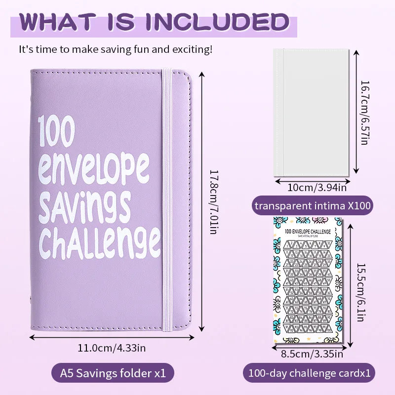 Carnet 100 Enveloppes Challenge Épargne avec Tracker de Suivi