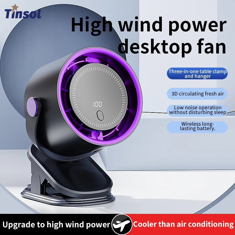Ventilateur Électrique Multifonction Sans Fil à Clip – Silencieux avec Minuterie & Couverture jusqu’à 20 m²