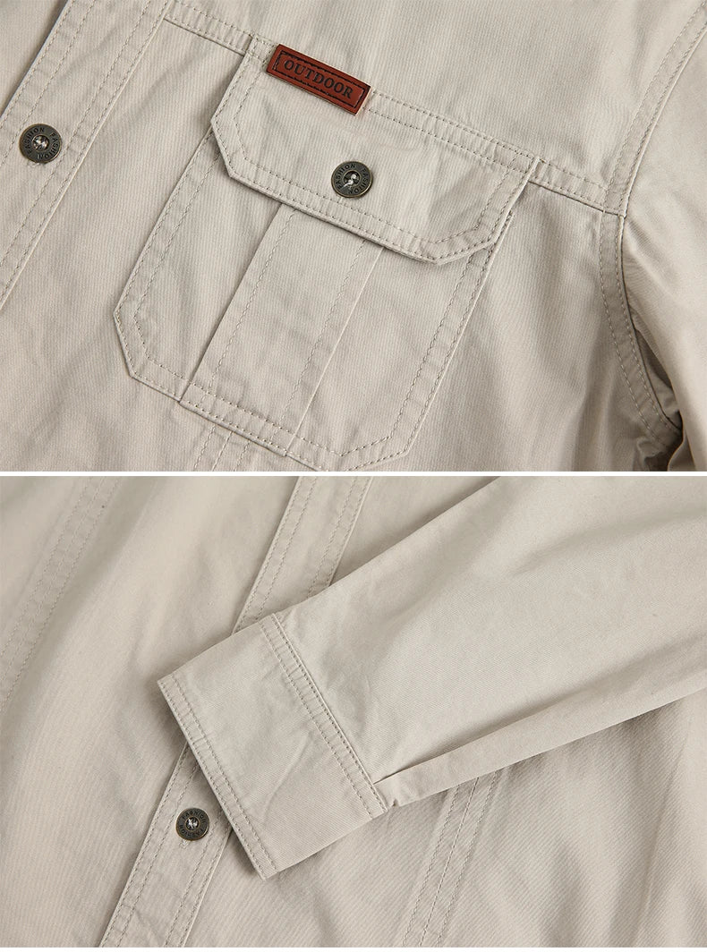 Chemise Homme Multi-Poches – Manches Longues & Col Revers