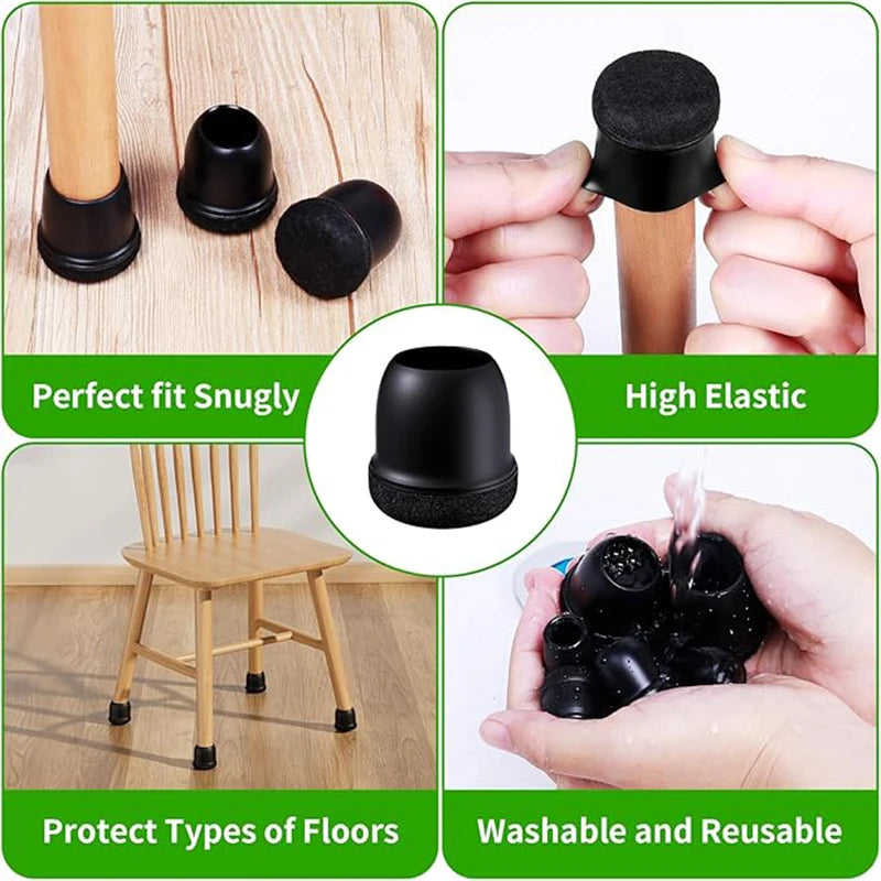 8x Protège-Pieds de Chaise en Silicone Anti-Rayures & Anti-Bruit