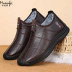 Chaussures d’Hiver Homme Fourrées en Similicuir – Imperméables, Chaudes & Antidérapantes – Grandes Tailles