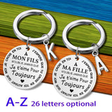Porte-Clé à offrir "Ma fille" et "Mon fils" avec intiale - Idée Cadeau
