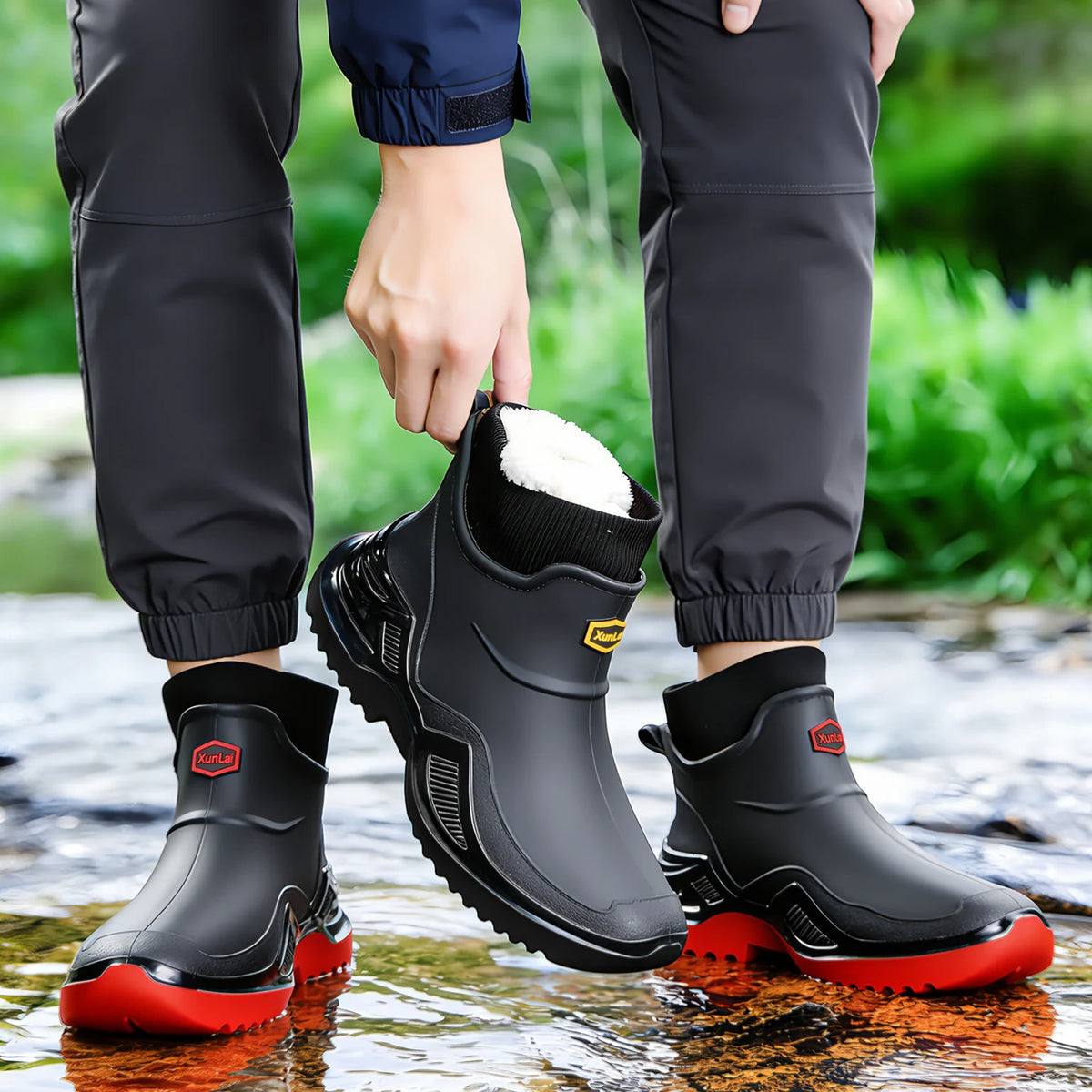 Bottines de Pluie d'Hiver Imperméables à Doublure Chaude – Semelle Antidérapante