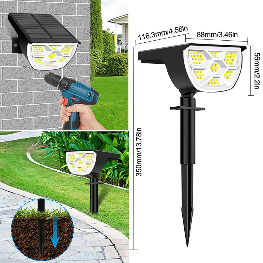 Projecteurs Solaires 72 LED IP65 – 3 Modes Extérieurs