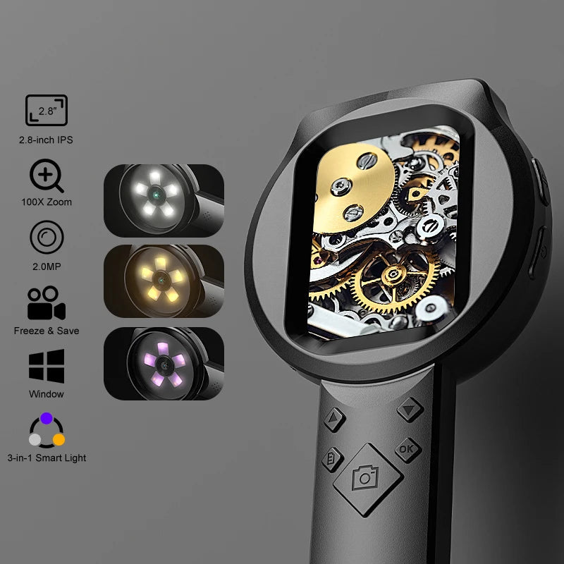 Loupe Numérique Portable IPS 2.8 pouces HD 1080P 100X