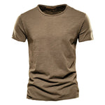 T-Shirt 100% Coton Décontracté à Col Rond et Manches Courtes