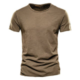 T-Shirt 100% Coton Décontracté à Col Rond et Manches Courtes