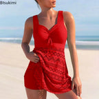 Maillot de bain 2 pièces taille haute grande taille — jupe couvrante, ventre gainé