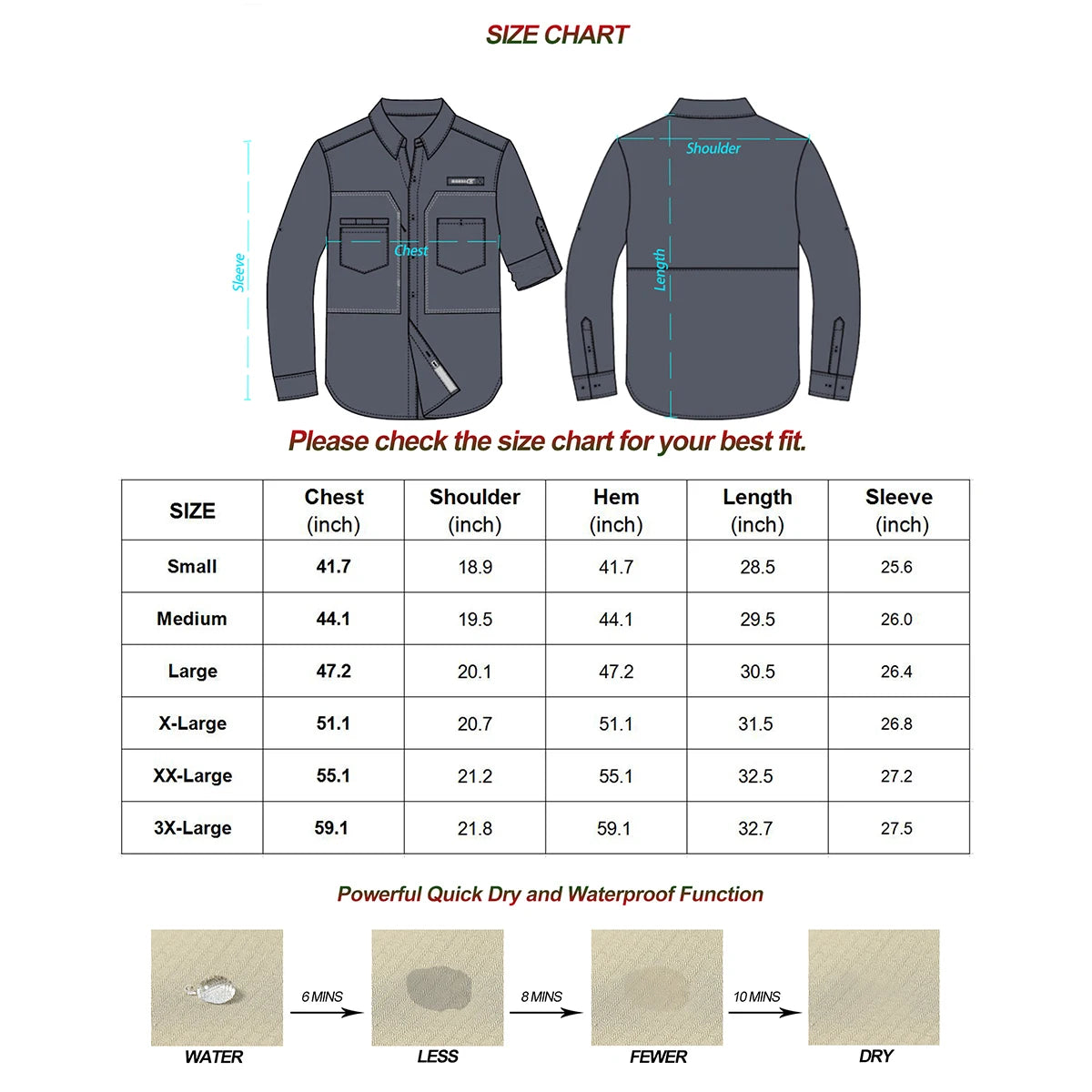 Chemise Homme Anti-UV UPF 50+ Respirante