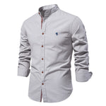 Chemise 100% Coton à Col Mao et Manches Longues - Homme