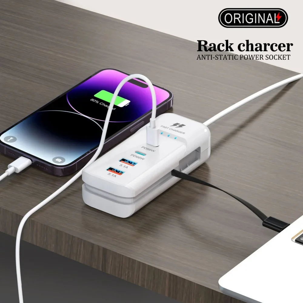 Station de Charge USB C 66W 4 Ports Adaptateur Mural - Charge rapide