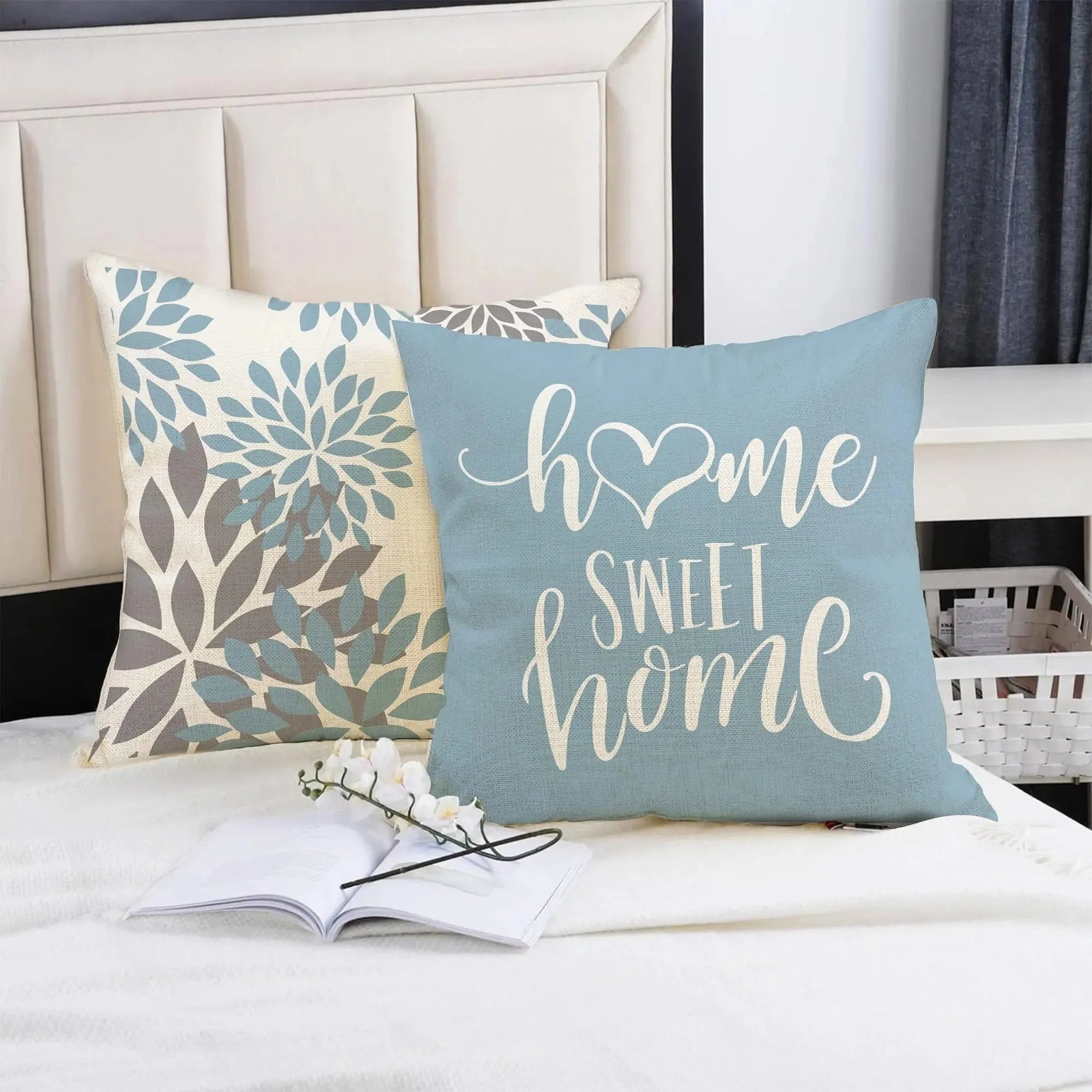 Taie de Coussin Bleu de Canapé à Différents Motifs