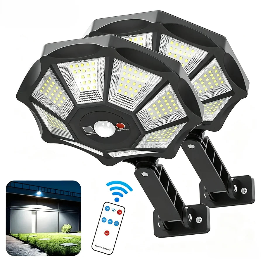 Projecteur Solaire Extérieur LED Étanche - avec Détecteur de Mouvement et Télécommande