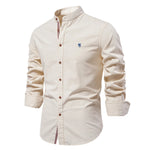 Chemise 100% Coton à Col Mao et Manches Longues - Homme