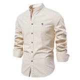 Chemise 100% Coton à Col Mao et Manches Longues - Homme
