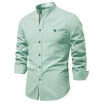 Chemise 100% Coton à Col Mao et Manches Longues - Homme