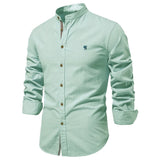 Chemise 100% Coton à Col Mao et Manches Longues - Homme