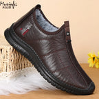 Chaussures d’Hiver Homme Fourrées en Similicuir – Imperméables, Chaudes & Antidérapantes – Grandes Tailles
