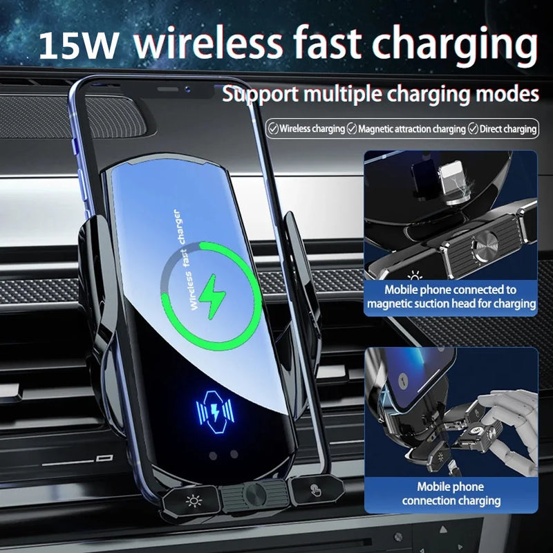Station de recharge Rapide sans-fil pour smartphone en voiture - Double support rotatif 360°