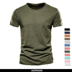 T-Shirt 100% Coton Décontracté à Col Rond et Manches Courtes